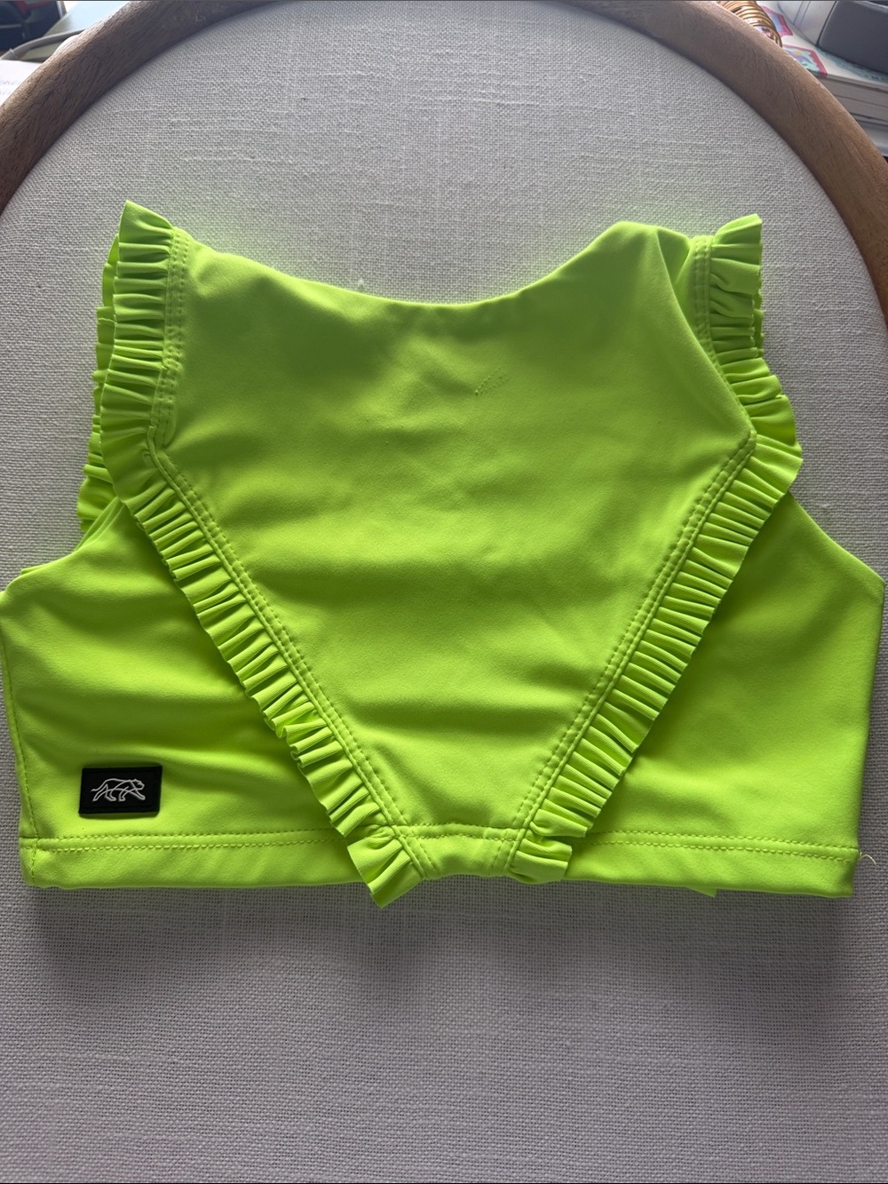 Girls Neon Lime Ruffle Rashguard Top